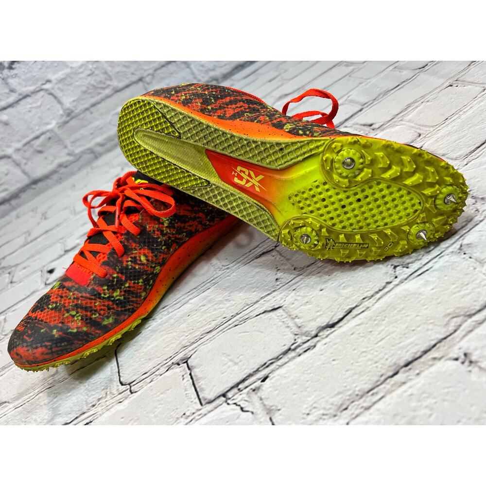 Under Armour Brigade XC Low Phoenix Fire/High Vis Yellow Unisex Track Sole MEN 8